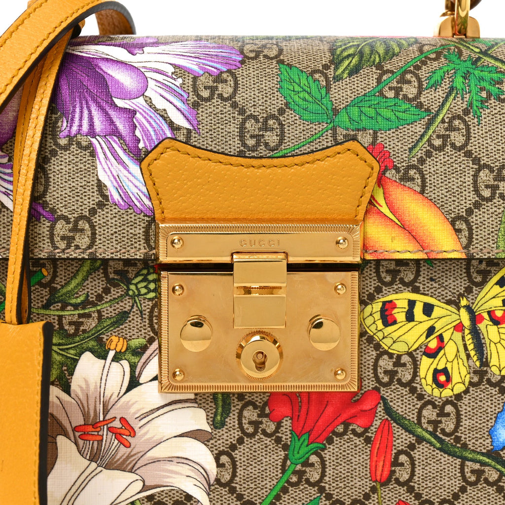 GG Supreme Monogram Flora Small Padlock Bamboo Shoulder Bag Beige Multicolor Crop £¨ Direct shipment via from wholesalehk.shop