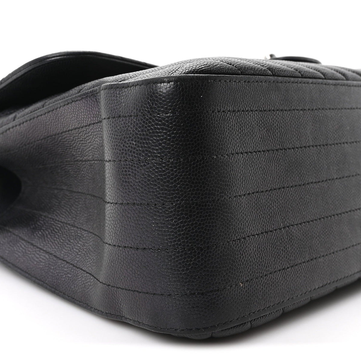 Iridescent Caviar Chevron Quilted Jumbo Double Flap Black wholesalehk.shop