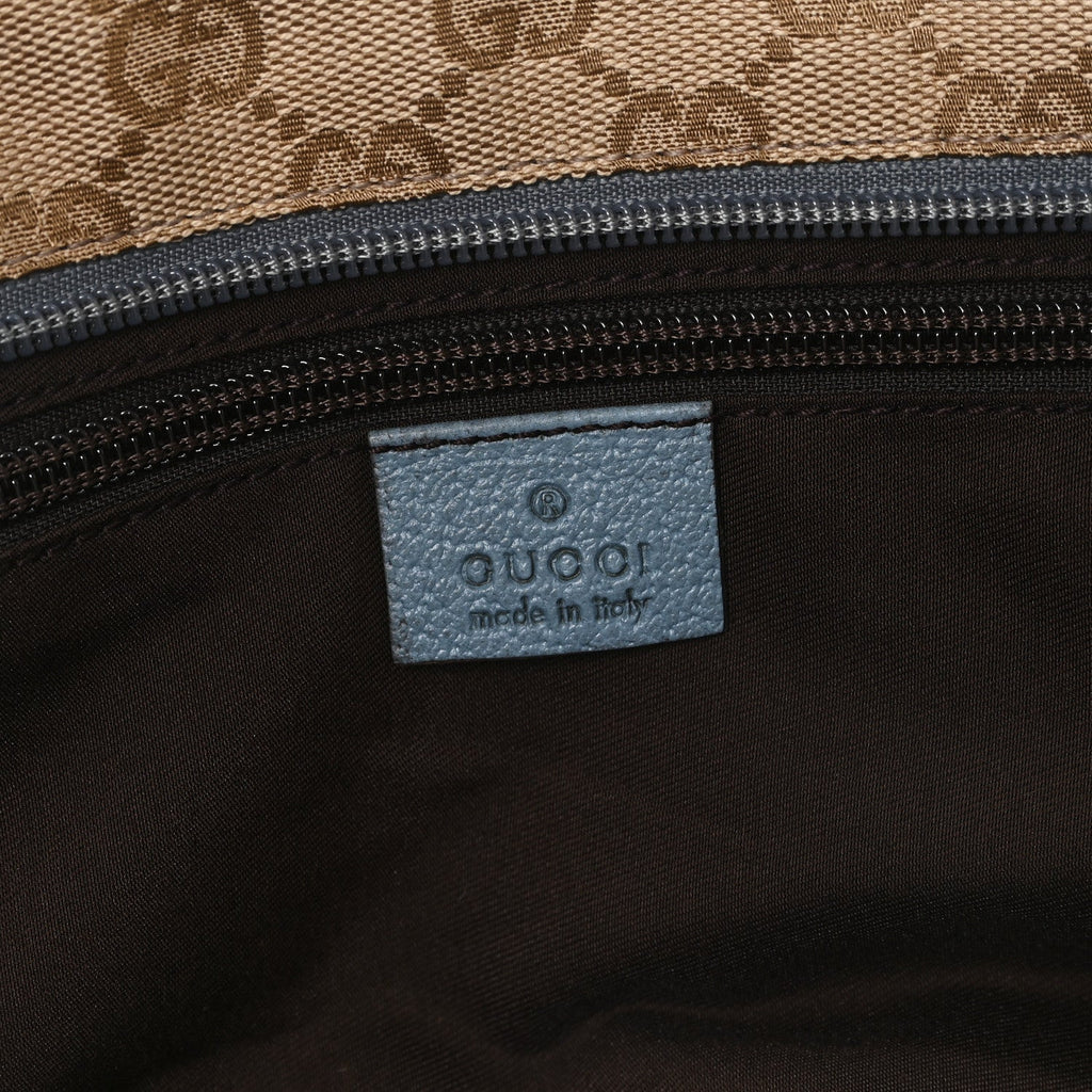GG Monogram Medium Web Handle Bucket Tote Blue wholesalehk.shop