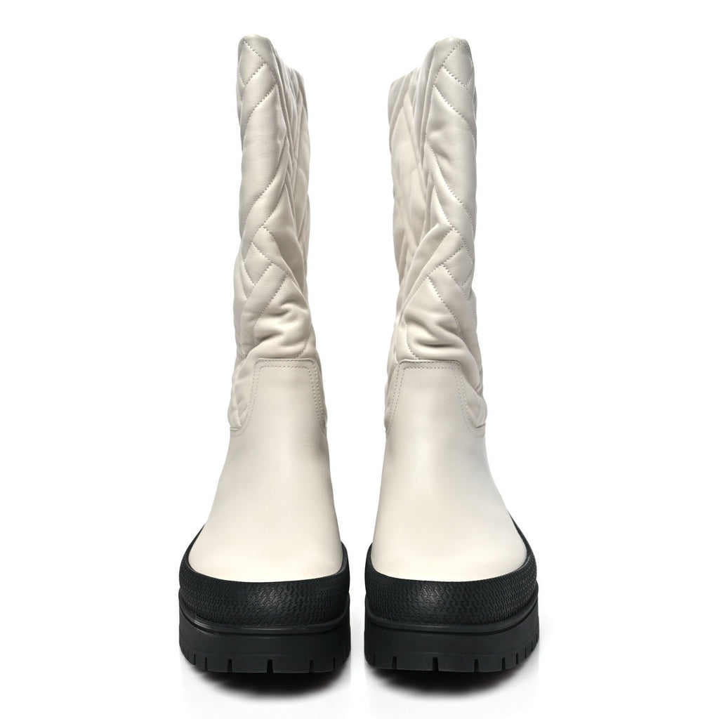 Goatskin Quilted Fuji Boots  40 Beige Glasie wholesalehk.shop