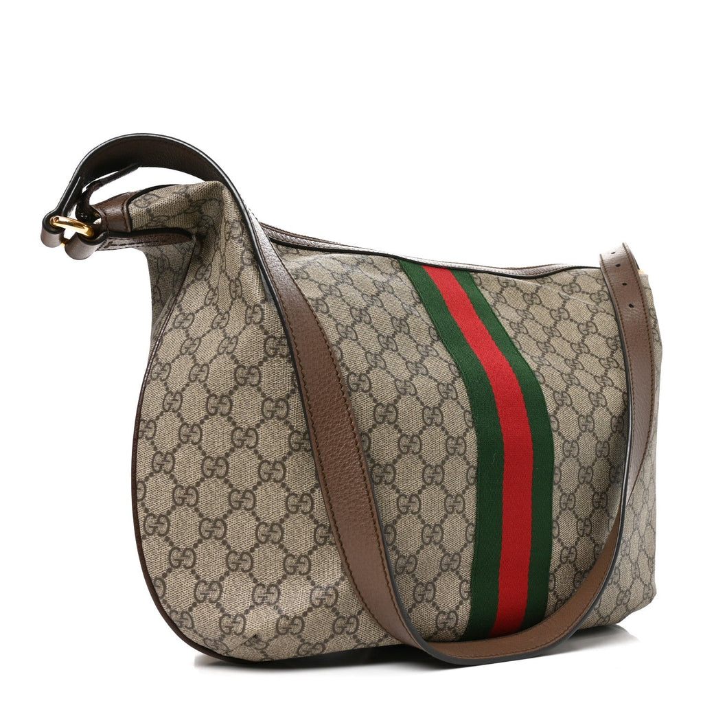 GG Supreme Monogram Web Ophidia Half Moon Hobo Brown wholesalehk.shop