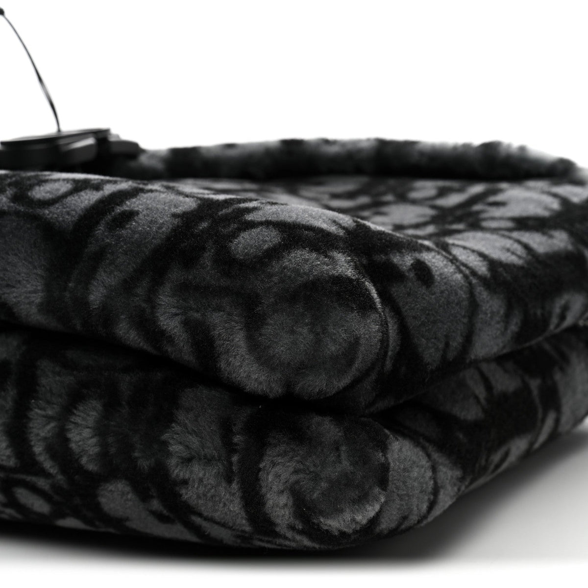 Oblique Mink Fur Saddle Soft Bag Dark Grey wholesalehk.shop