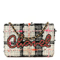 Tweed Calfskin Signe Wallet On Chain WOC Black Pink Orange wholesalehk.shop