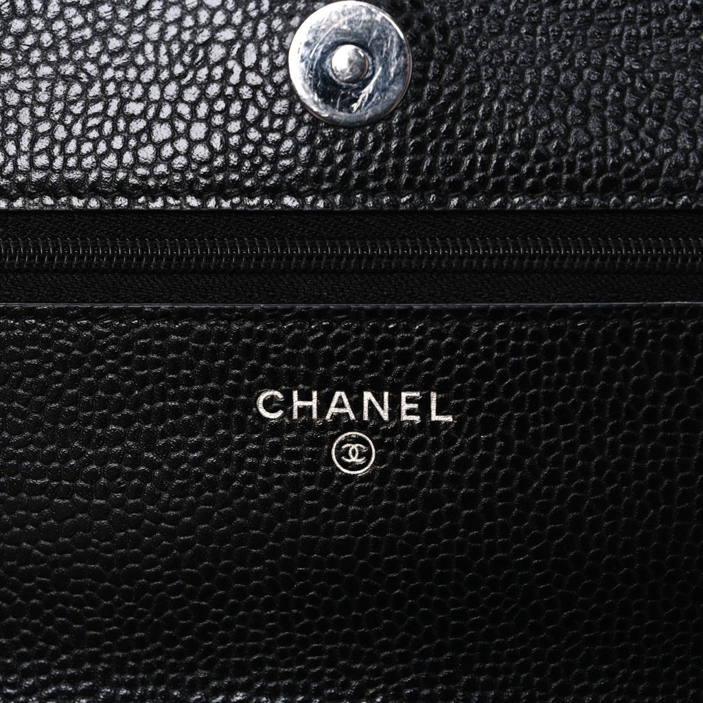 Caviar Quilted Wallet on Chain WOC Black wholesalehk.shop