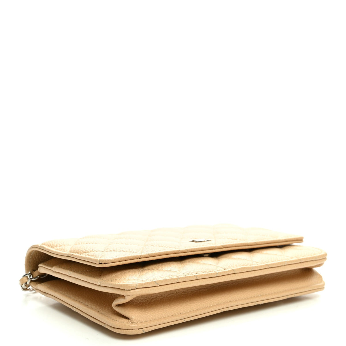 Caviar Quilted Wallet on Chain WOC Beige wholesalehk.shop