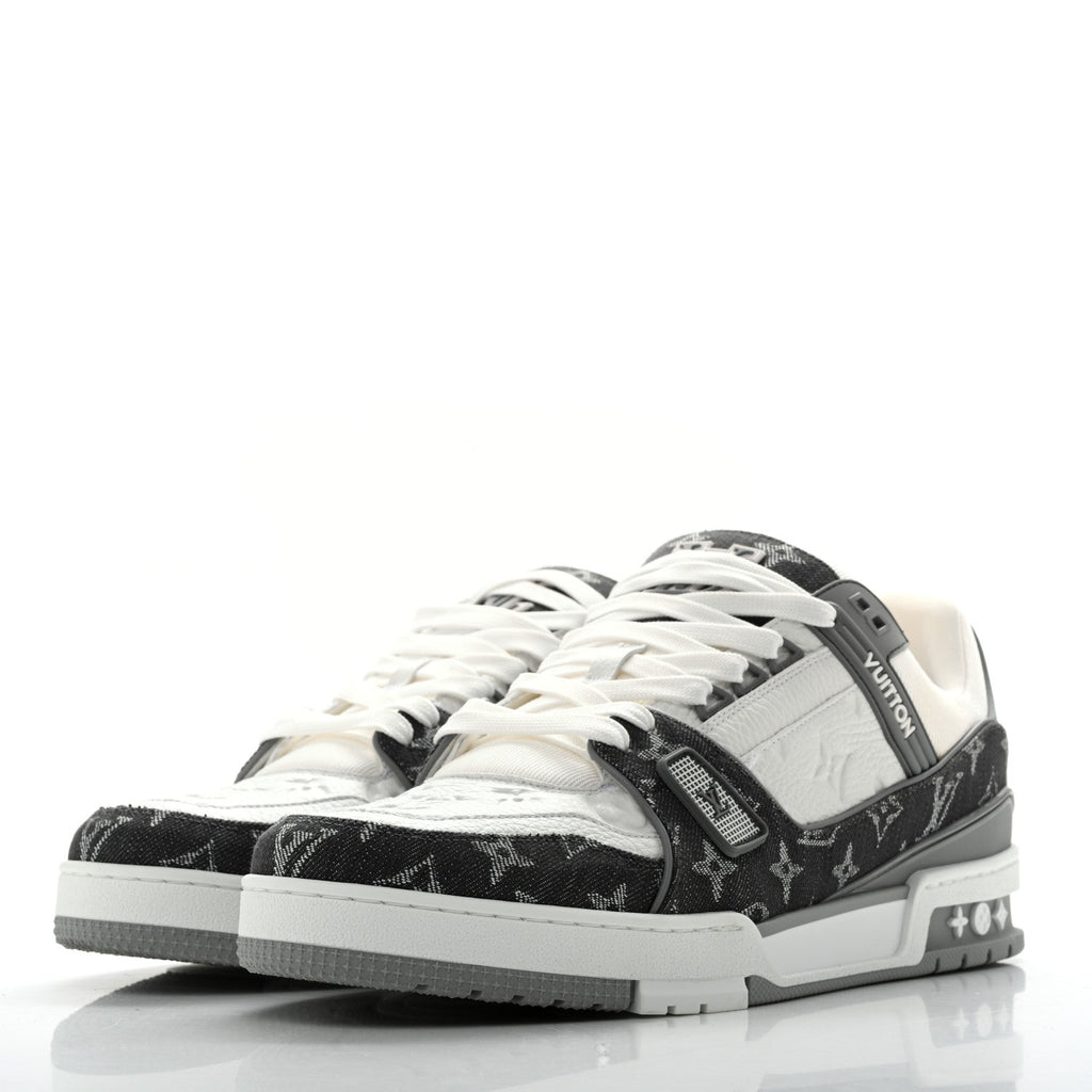 Calfskin Embossed Monogram Denim Mens LV Trainer Sneakers 11 Grey £¨ Direct shipment via from wholesalehk.shop