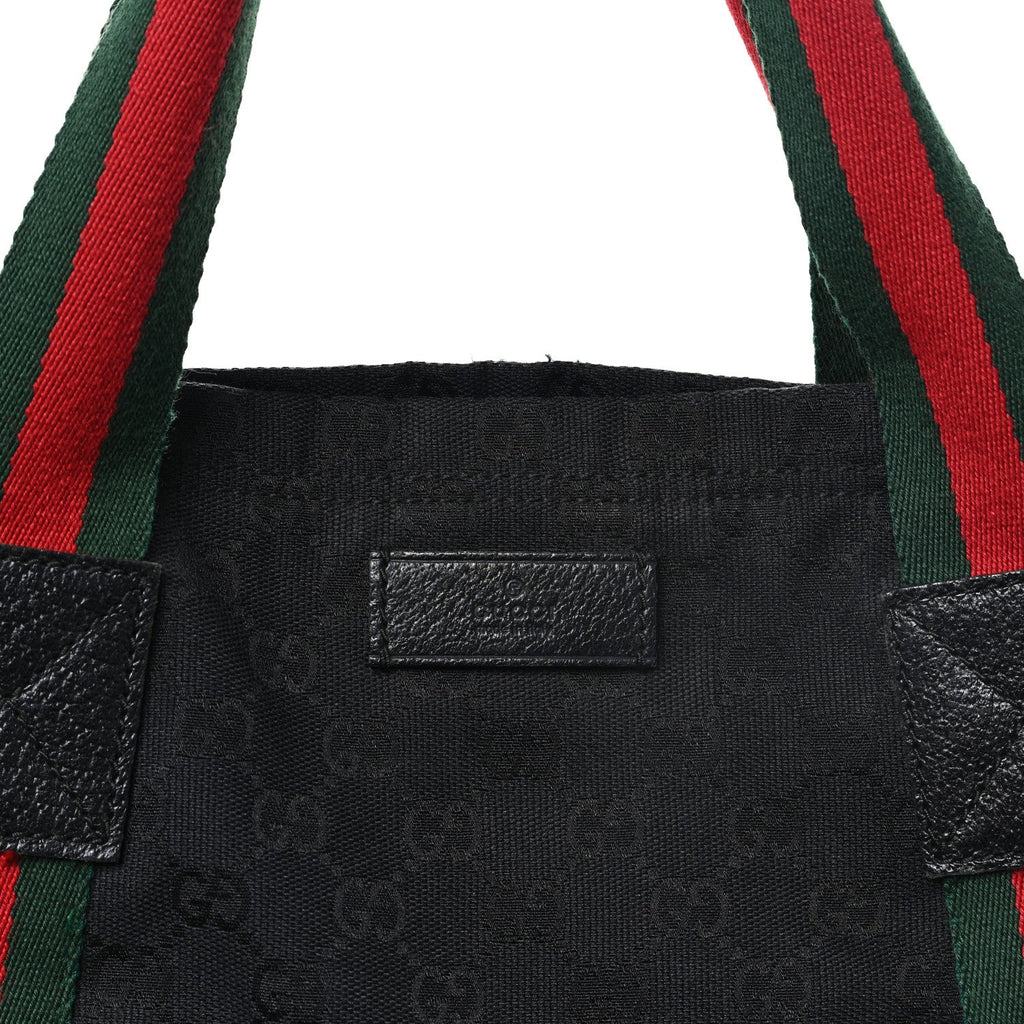 GG Monogram Medium Web Handle Vertical Tote Black wholesalehk.shop