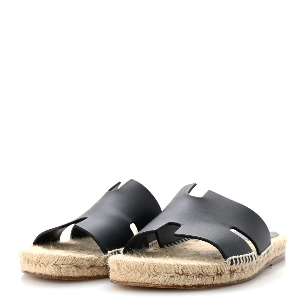 Calfskin Mens Antigua Espadrille Sandals 39 Black wholesalehk.shop