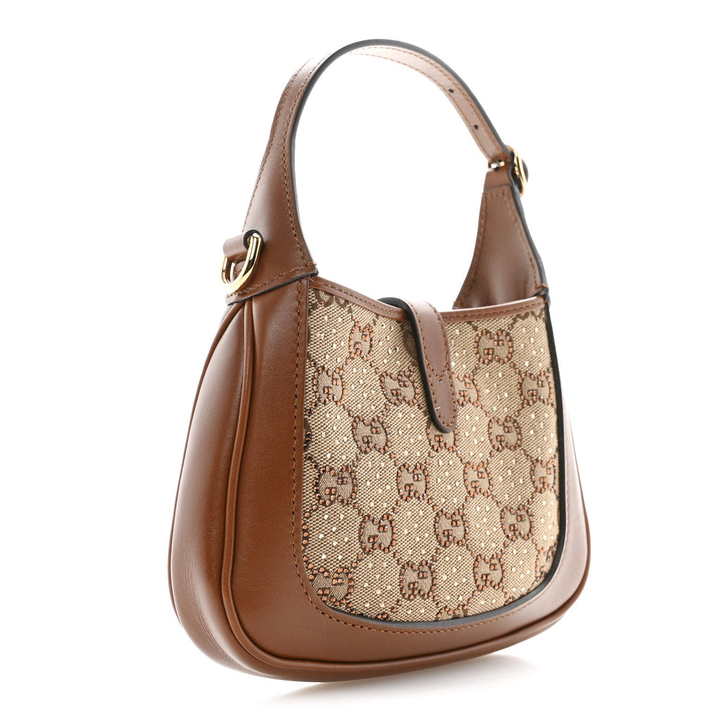 New Canvas Charisma Calfskin Crystal GG Monogram Mini Jackie 1961 Hobo Camel Ebony £¨ Direct shipment via from wholesalehk.shop
