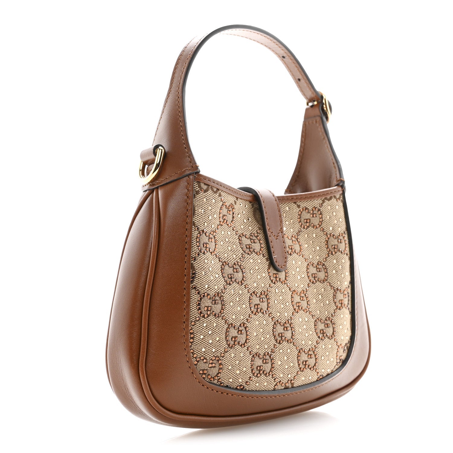 New Canvas Charisma Calfskin Crystal GG Monogram Mini Jackie 1961 Hobo Camel Ebony £¨ Direct shipment via from wholesalehk.shop