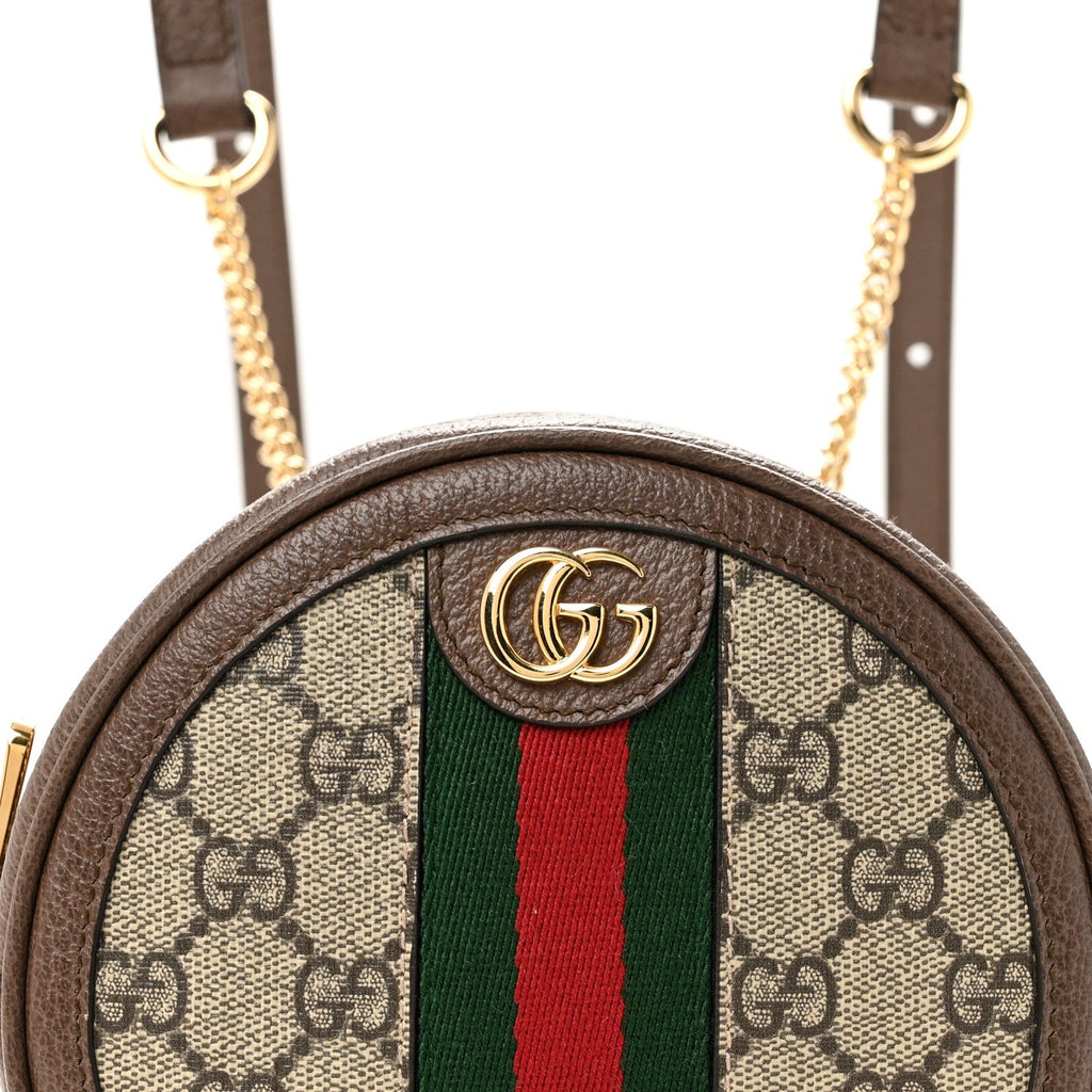 GG Supreme Monogram Web Mini Ophidia Round Backpack Brown wholesalehk.shop