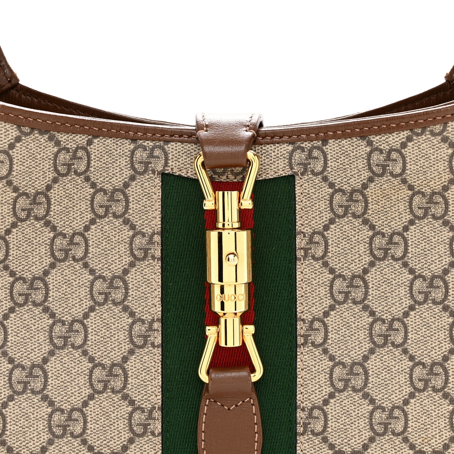 GG Supreme Monogram Azalea Calfskin Web Small Jackie 1961 Hobo Beige Ebony Brown Sugar £¨ Direct shipment via from wholesalehk.shop