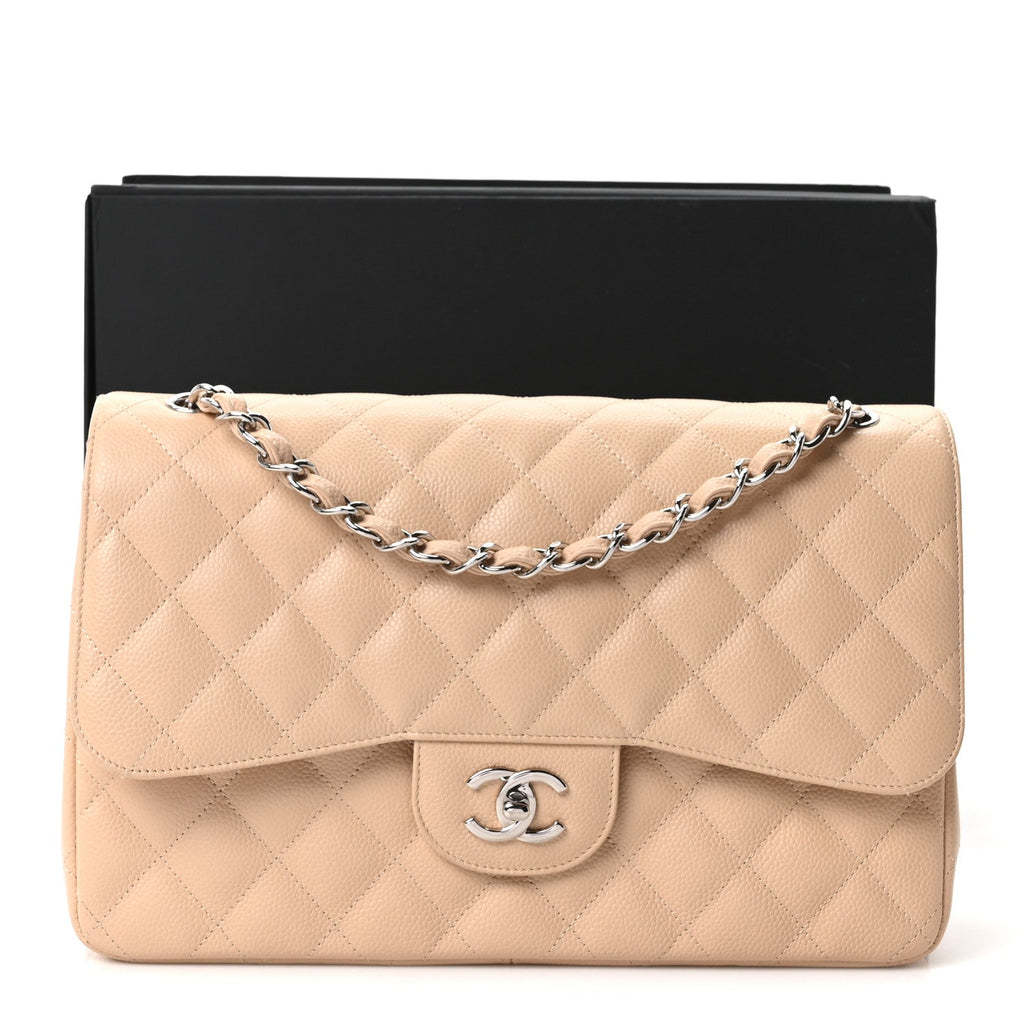Caviar Quilted Jumbo Double Flap Beige Clair wholesalehk.shop