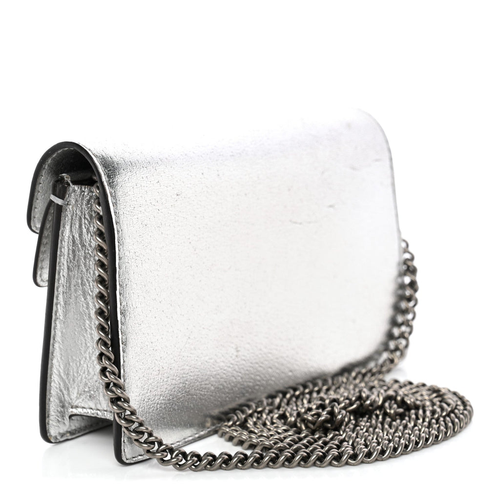 Metallic Calfskin Super Mini Dionysus Shoulder Bag Silver wholesalehk.shop