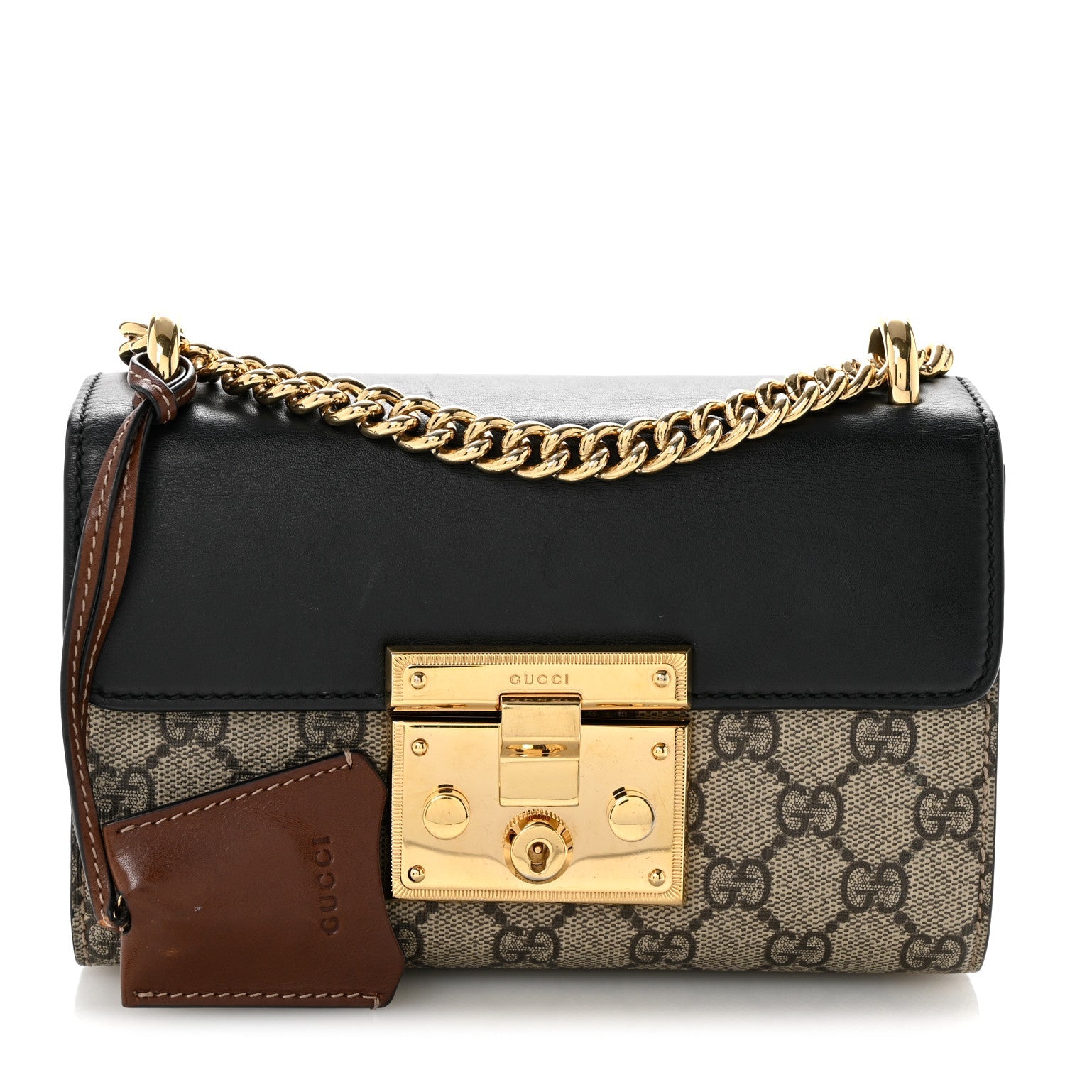 GG Supreme Monogram Calfskin Small Padlock Shoulder Bag Beige Black Cuir £¨ Direct shipment via from wholesalehk.shop