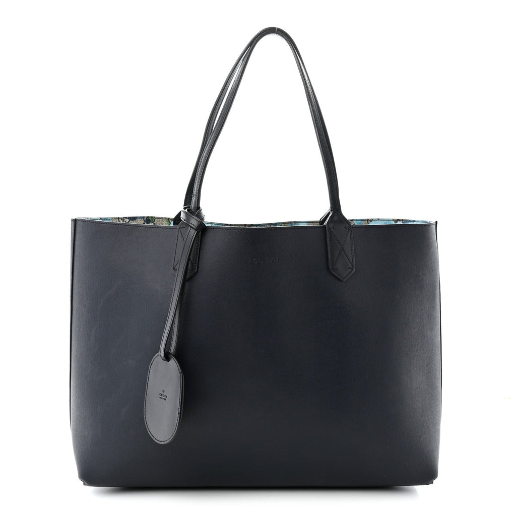 GG Supreme Monogram Blooms Medium Reversible Tote Beige Blue Navy wholesalehk.shop
