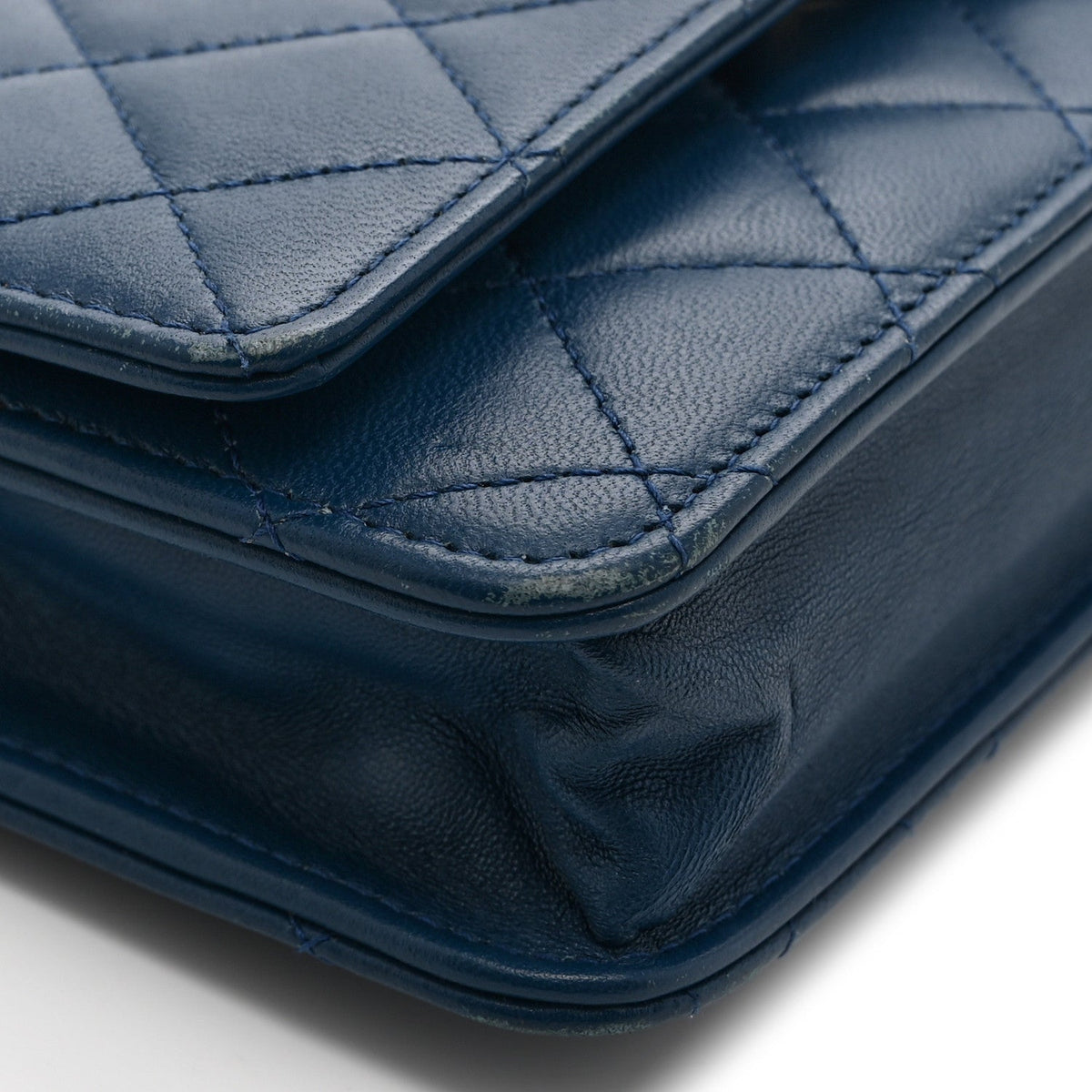 Lambskin Quilted Trendy CC Wallet On Chain WOC Blue wholesalehk.shop