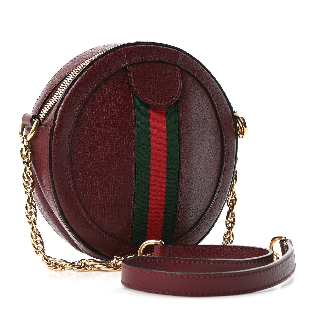 Soft Textured Calfskin Web Mini Ophidia Round Shoulder Bag Vintage Bordeaux wholesalehk.shop
