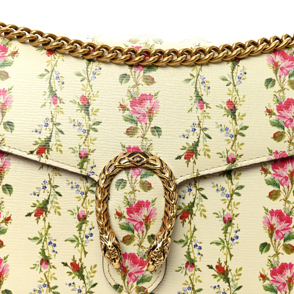 Calfskin Floral Print Mini Dionysus Chain Wallet Ivory Pink wholesalehk.shop
