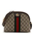 GG Supreme Monogram Textured Dollar Calfskin Web Small Ophidia Dome Shoulder Bag Beige Ebony New Acero wholesalehk.shop