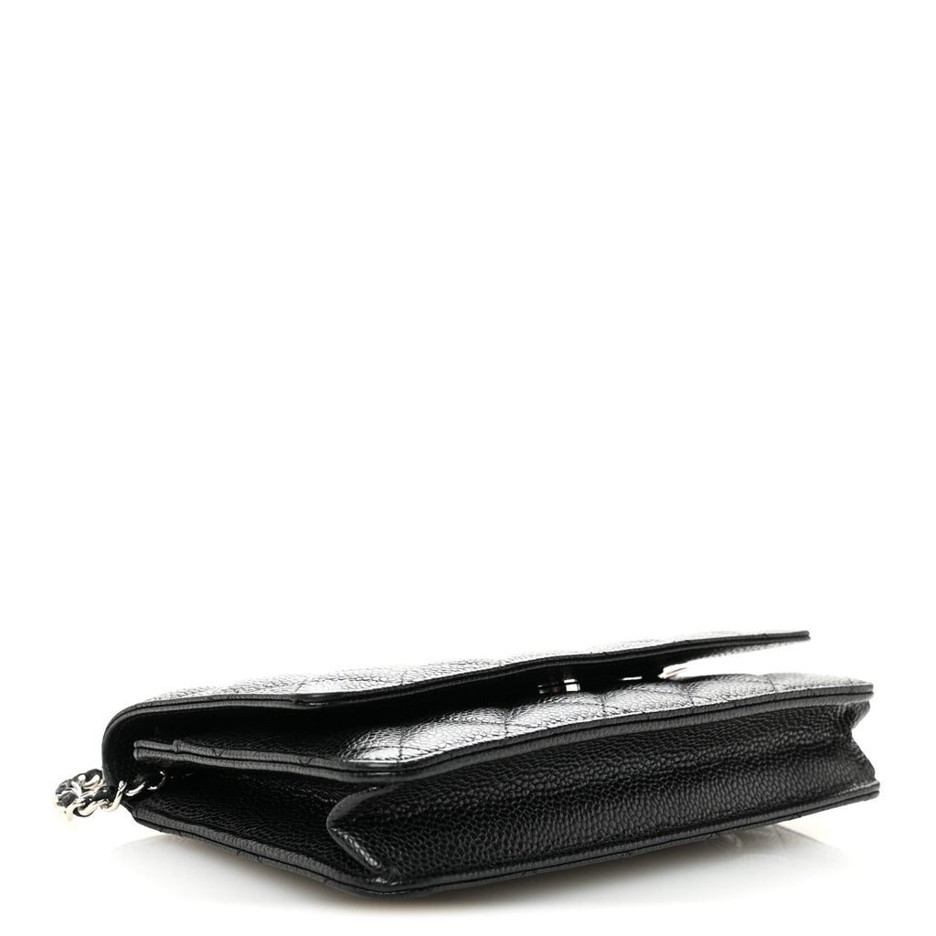 Caviar Quilted Wallet on Chain WOC Black wholesalehk.shop