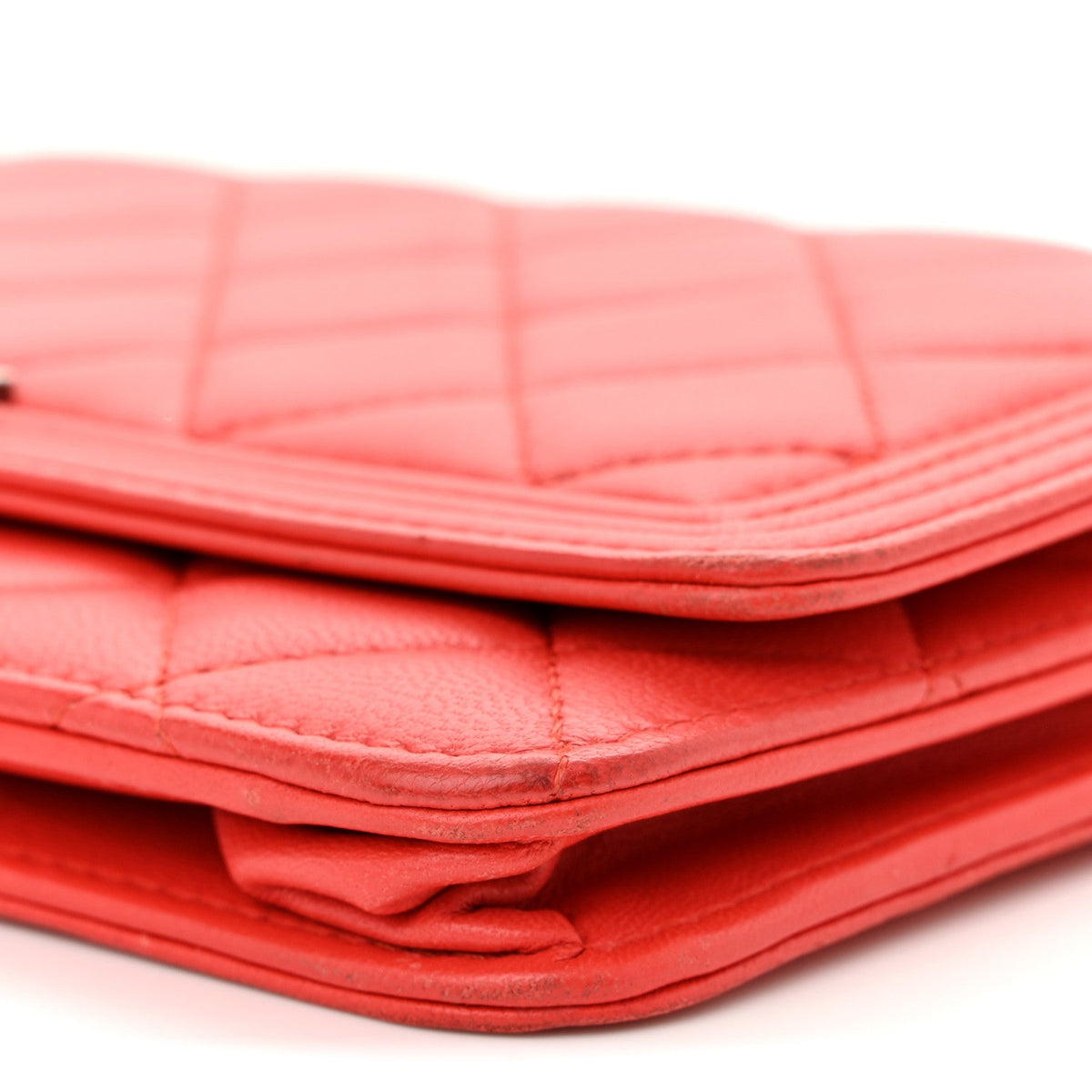 Lambskin Quilted Boy Wallet On Chain WOC Red wholesalehk.shop