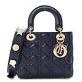 Lambskin Cannage Small Lucky Badges My Lady Dior Navy wholesalehk.shop
