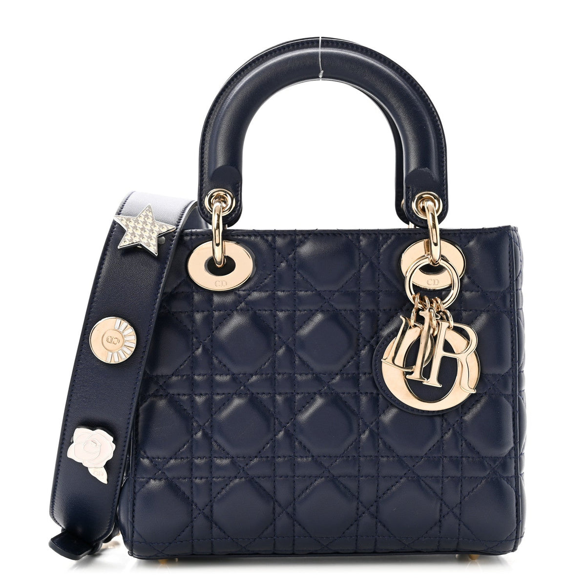 Lambskin Cannage Small Lucky Badges My Lady Dior Navy wholesalehk.shop