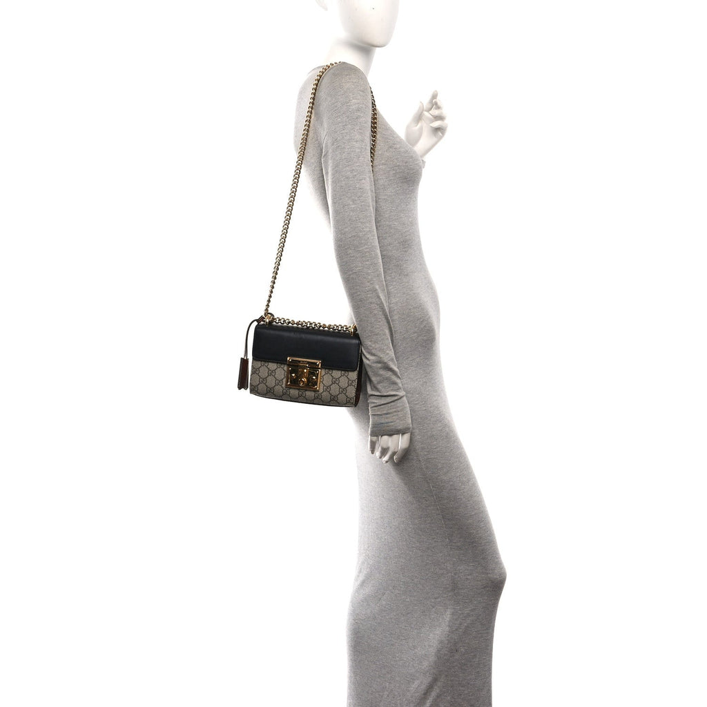GG Supreme Monogram Calfskin Small Padlock Shoulder Bag Beige Black Cuir £¨ Direct shipment via from wholesalehk.shop