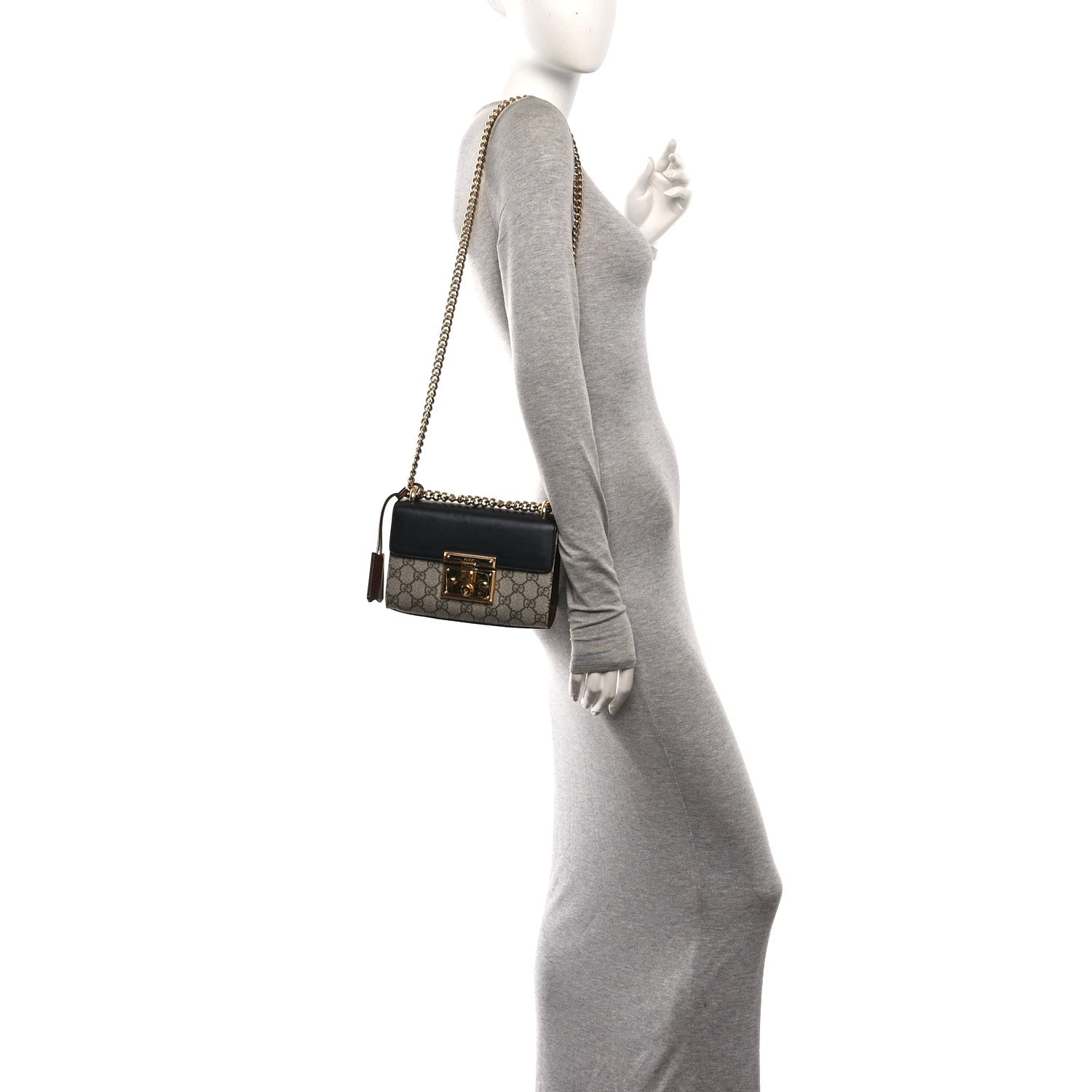GG Supreme Monogram Calfskin Small Padlock Shoulder Bag Beige Black Cuir £¨ Direct shipment via from wholesalehk.shop
