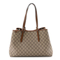 GG Supreme Monogram Emblem Large Tote Bag Beige Dark Brown wholesalehk.shop