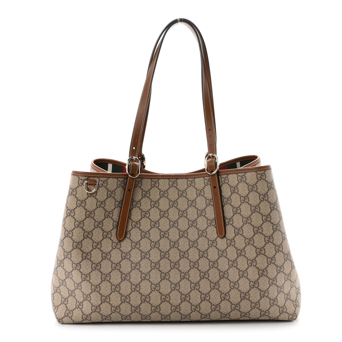 GG Supreme Monogram Emblem Large Tote Bag Beige Dark Brown wholesalehk.shop