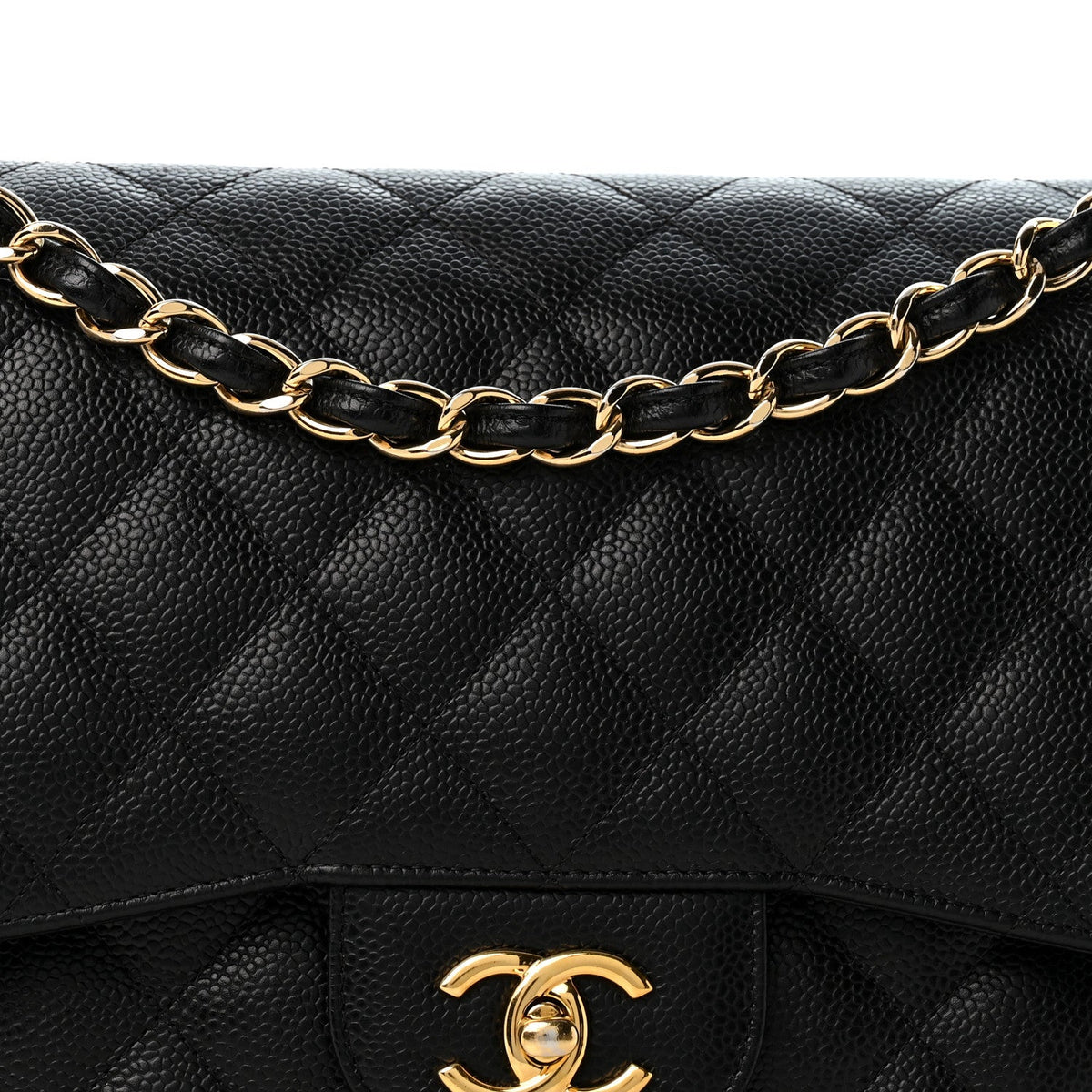 Caviar Quilted Jumbo Double Flap Black wholesalehk.shop