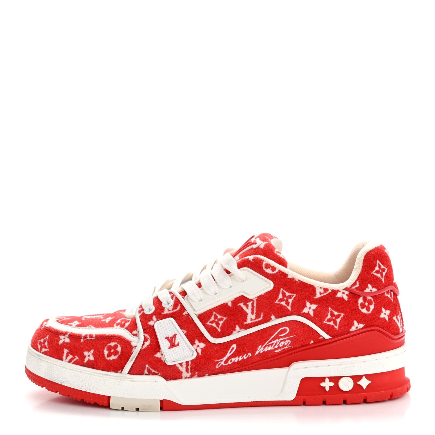 Jacquard Velvet Monogram Mens LV Trainer Sneakers 8 Red £¨ Direct shipment via from wholesalehk.shop