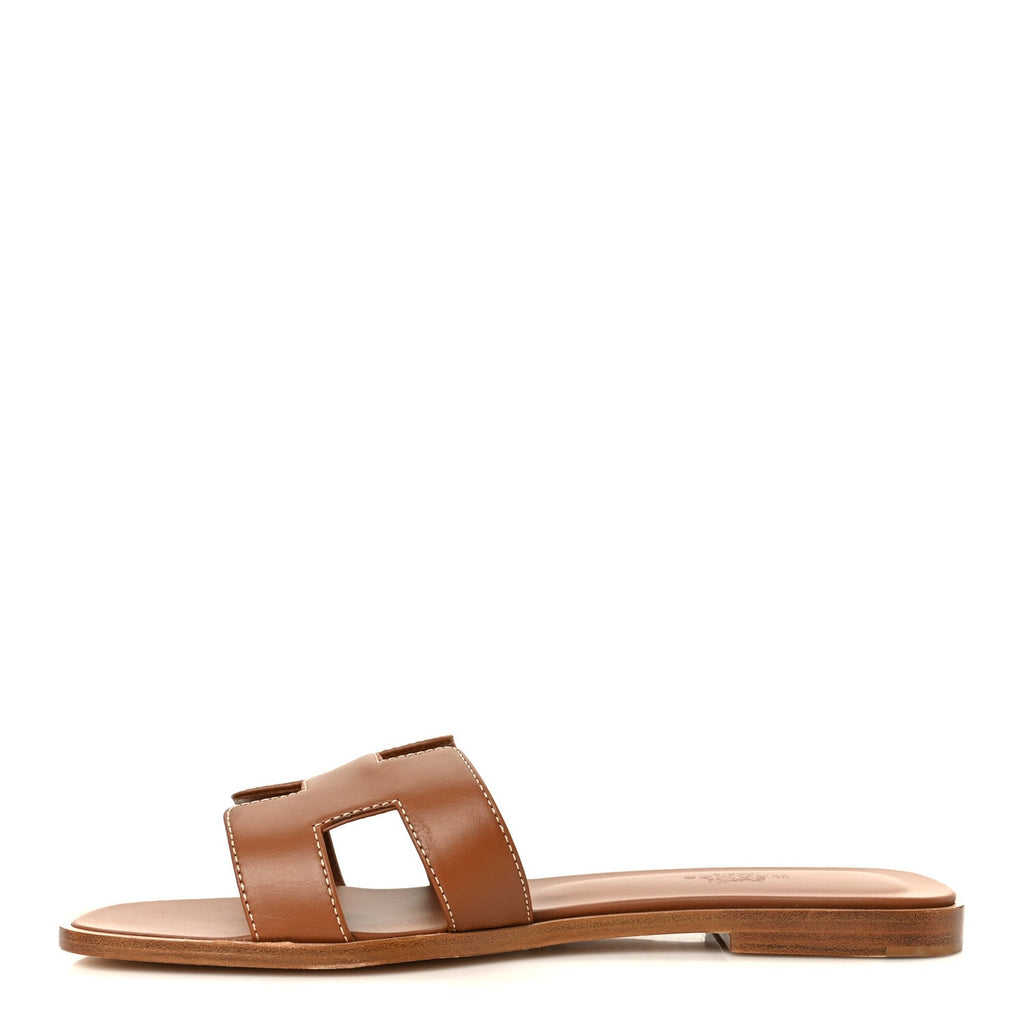 Box Calfskin Oran Sandals 37.5 Gold wholesalehk.shop