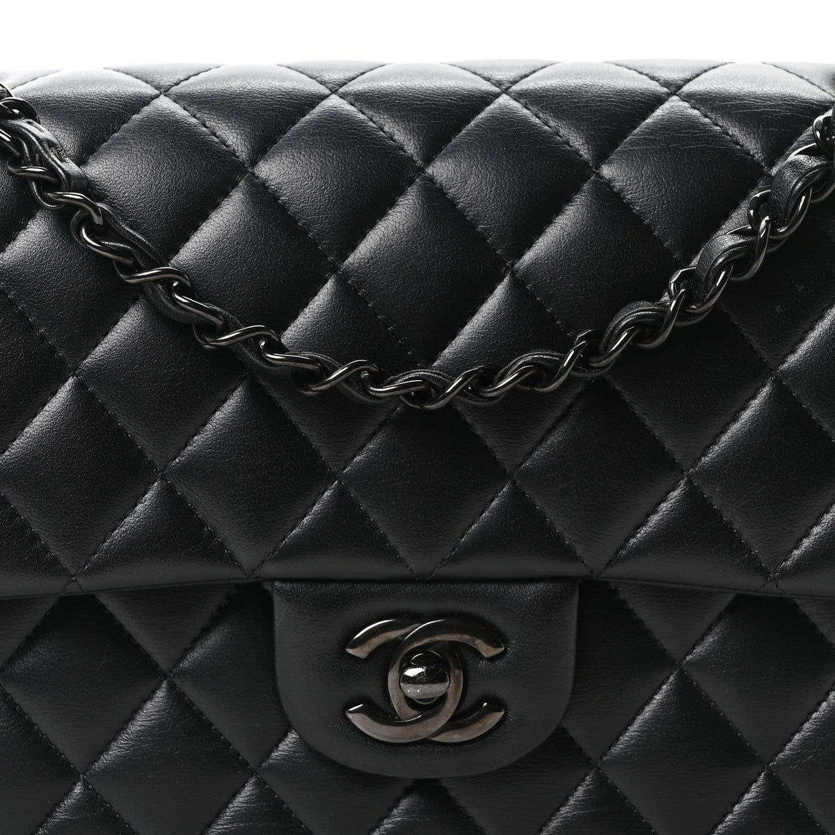 Lambskin Quilted Medium Double Flap So Black wholesalehk.shop