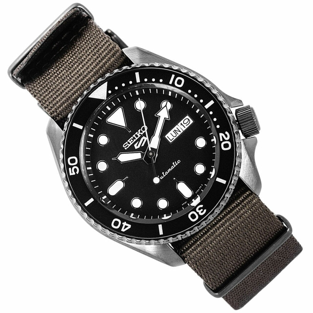 Seiko 5 Sport Automatic Black Dial Green Nylon Strap Watch For Men - SRPD65K4 wholesalehk.shop