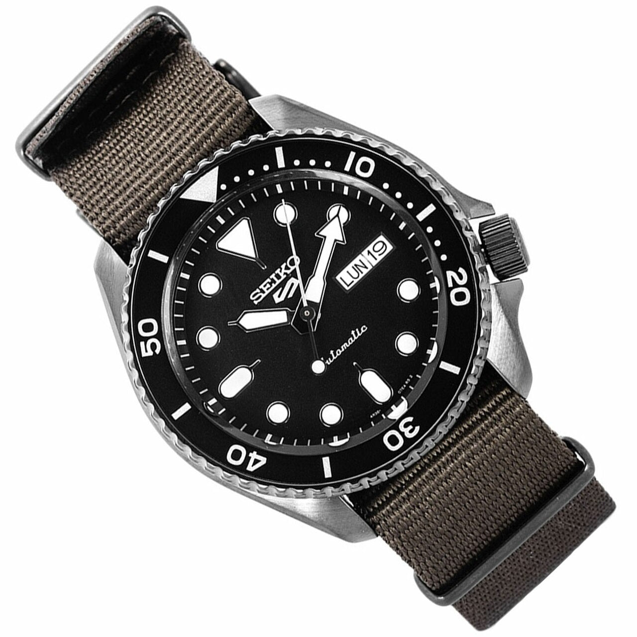 Seiko 5 Sport Automatic Black Dial Green Nylon Strap Watch For Men - SRPD65K4 wholesalehk.shop