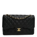Caviar Quilted Jumbo Double Flap Black wholesalehk.shop
