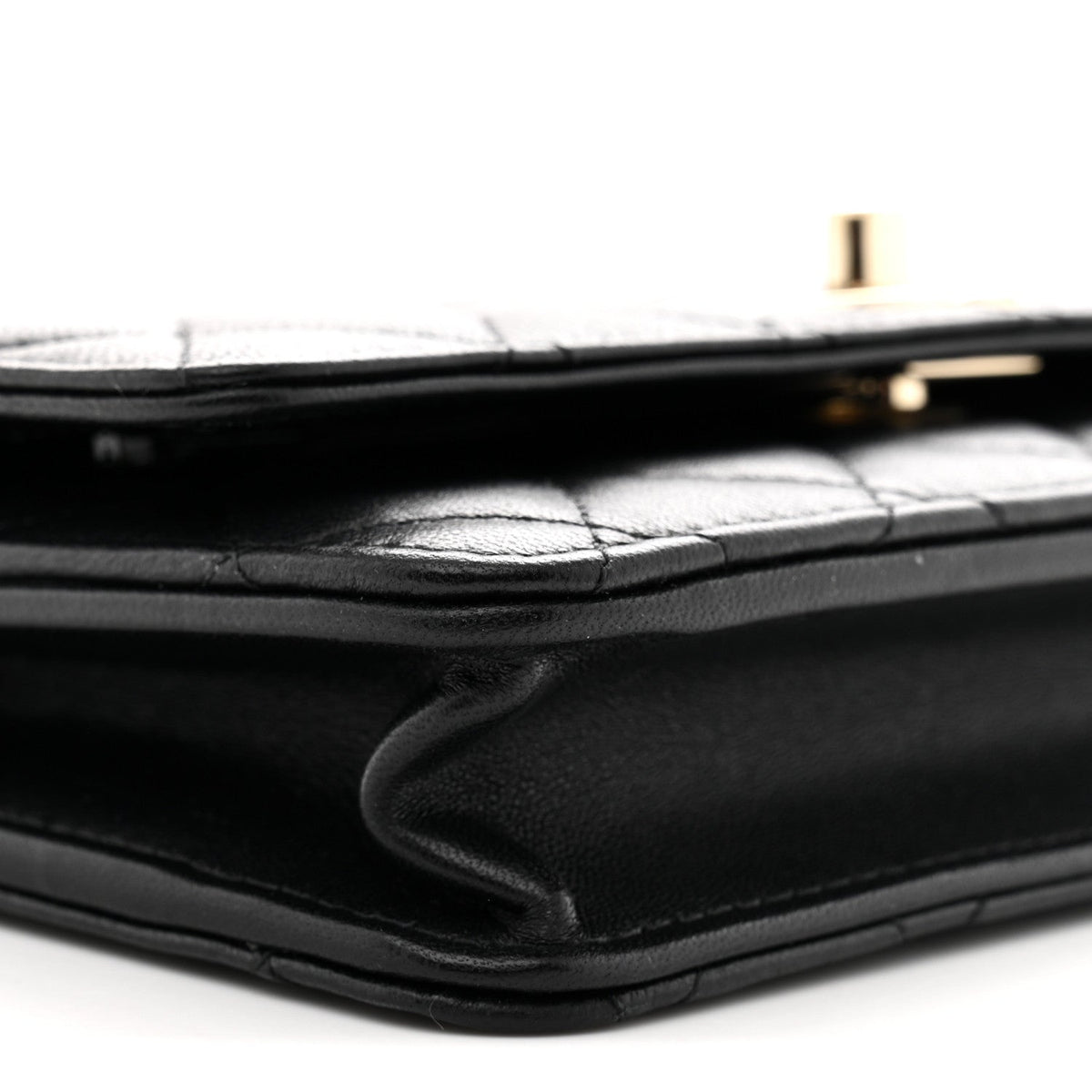 Lambskin Quilted Trendy CC Wallet On Chain WOC Black wholesalehk.shop
