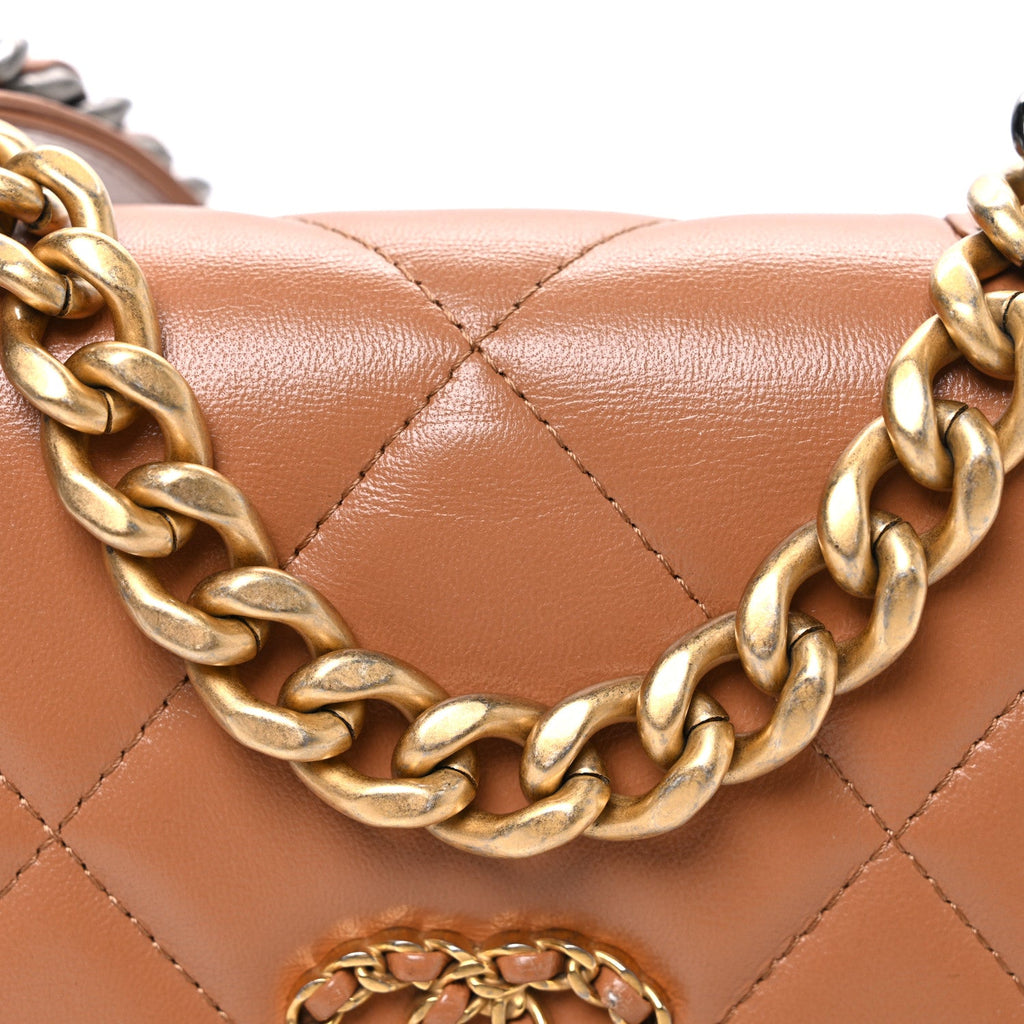 Lambskin Quilted Chanel 19 Wallet On Chain WOC Brown wholesalehk.shop