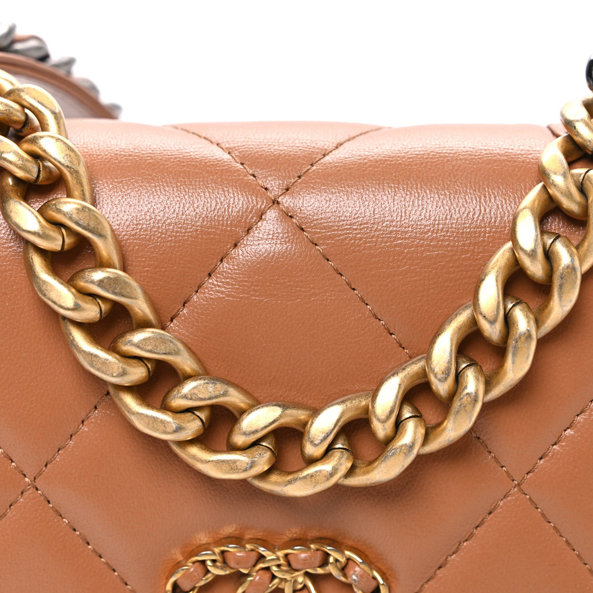 Lambskin Quilted Chanel 19 Wallet On Chain WOC Brown wholesalehk.shop