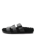 Calfskin Woolskin Womens Chypre Sandals 39 Black wholesalehk.shop