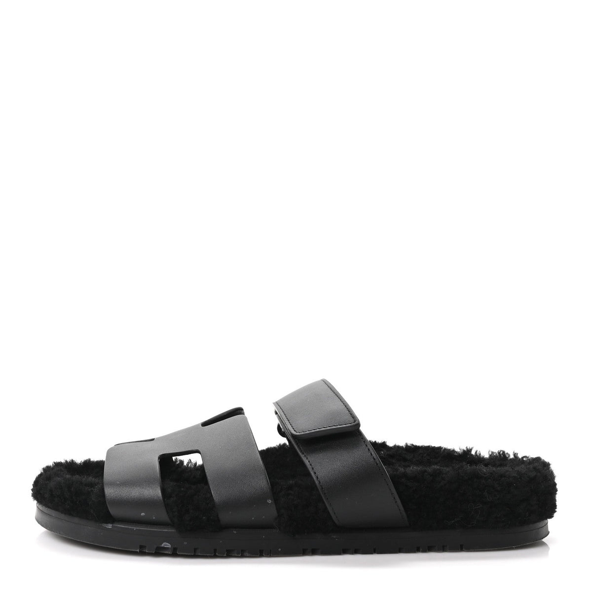 Calfskin Woolskin Womens Chypre Sandals 39 Black wholesalehk.shop