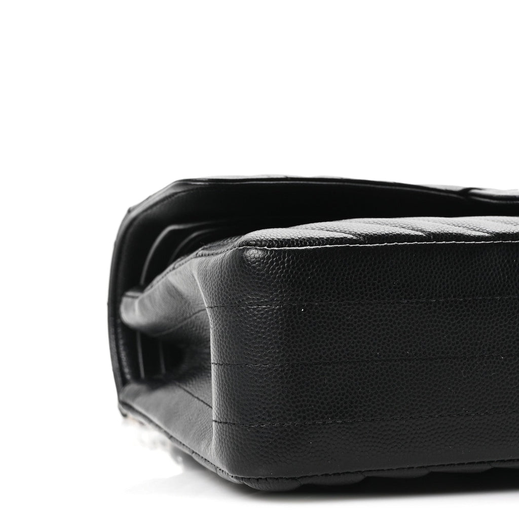 Caviar Chevron Quilted Medium Double Flap Black wholesalehk.shop