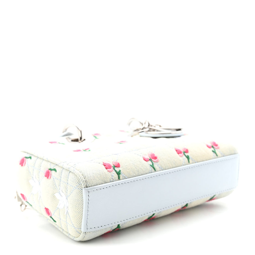 Denim Cannage Embroidered Doves & Roses Dioramour Mini Lady D-Joy Blue Multicolor wholesalehk.shop