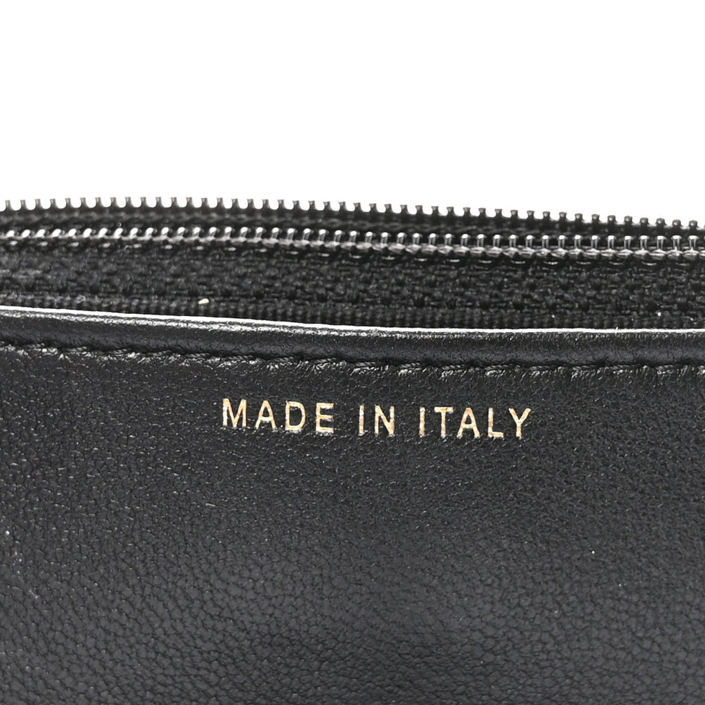 Lambskin Quilted Pearl Wallet On Chain WOC Black wholesalehk.shop