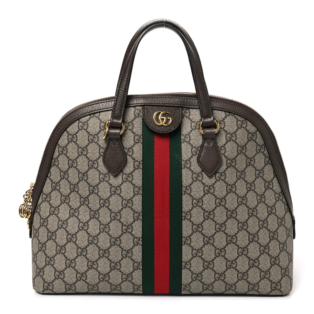 GG Supreme Monogram Web Medium Ophidia Top Handle Dome Bag Brown wholesalehk.shop