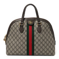 GG Supreme Monogram Web Medium Ophidia Top Handle Dome Bag Brown wholesalehk.shop