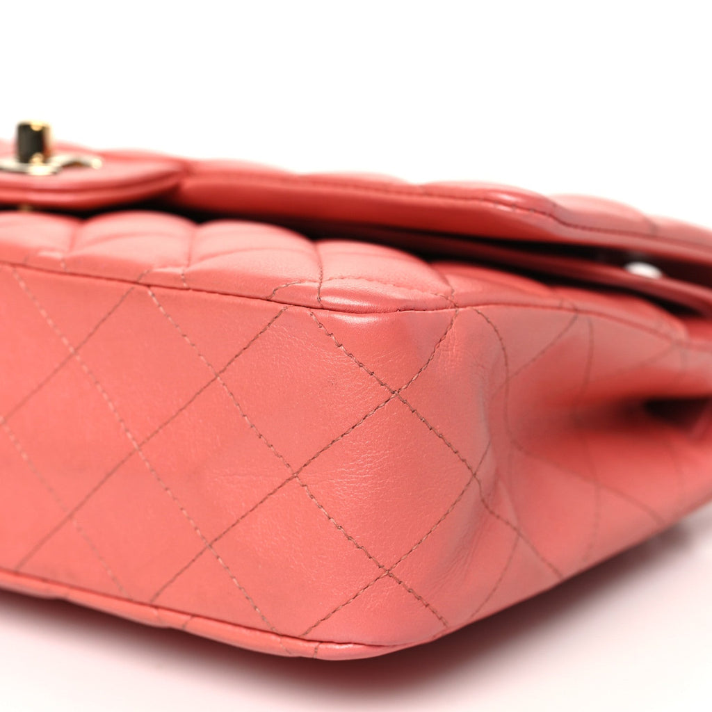 Iridescent Lambskin Quilted Medium Double Flap Pink wholesalehk.shop